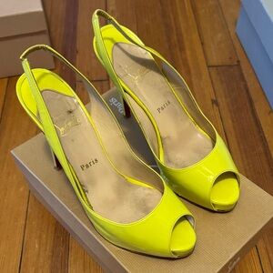 Christian Louboutin Neon Yellow Slingback Heels